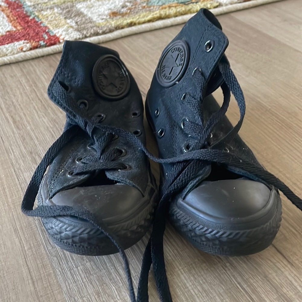 Clean black boy converse high tops
